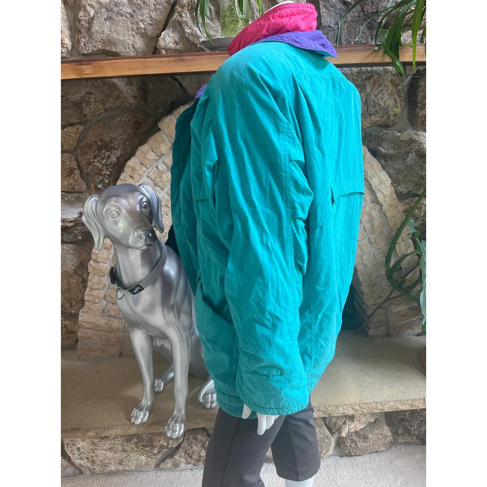 Vintage Fleet St Ltd 80's Full Zip Ski Jacket Multi Color Teal Purple Pink SZ L - Picture 3 of 8